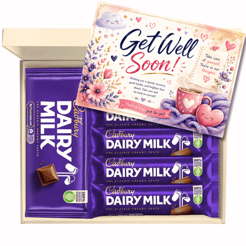 Chocohugs "Get Well Soon" Chocolate Gift Box Filled with Dairy Milk Favourites