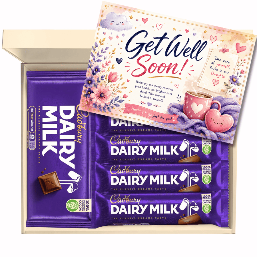 Chocohugs "Get Well Soon" Chocolate Gift Box Filled with Dairy Milk Favourites