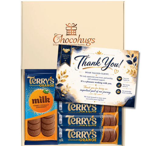 Chocohugs "Client Appreciation" Chocolate Gift Box Filled with Terry's Orange Chocolate Selections