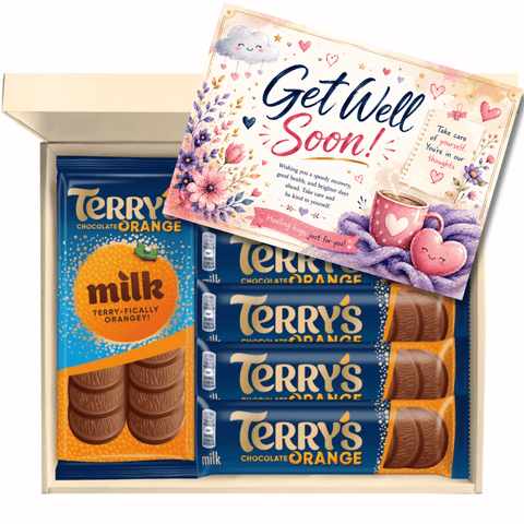 Chocohugs "Get Well Soon" Chocolate Gift Box Filled with Terry's Orange Chocolate Selections
