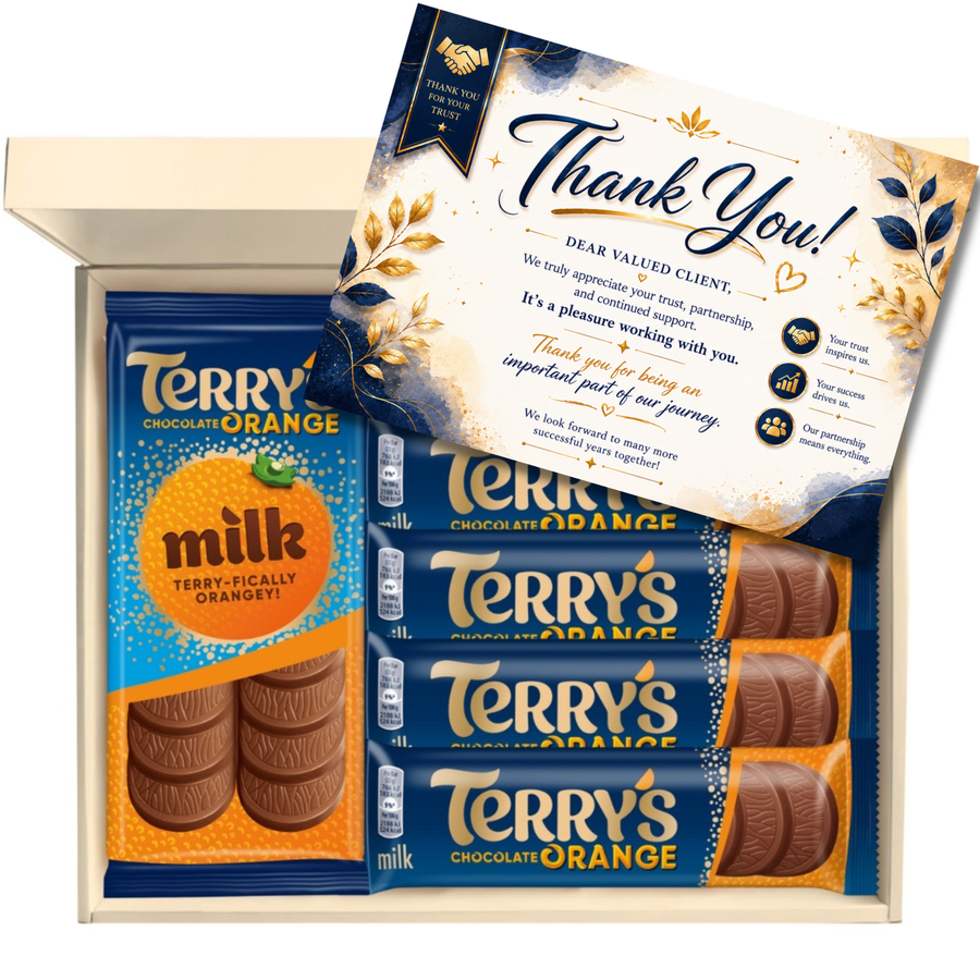 Chocohugs "Client Appreciation" Chocolate Gift Box Filled with Terry's Orange Chocolate Selections