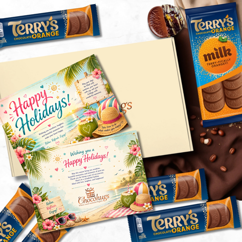 Chocohugs "Happy Holidays" Chocolate Gift Box Filled with Terry's Orange Chocolate Selections