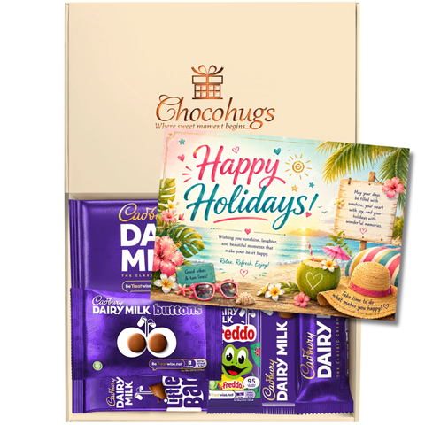 Chocohugs "Happy Holidays" Chocolate Gift Box Filled with Dairy Milk Selections